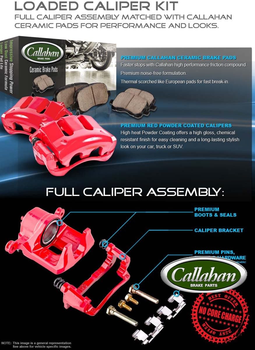 Red Coated Caliper Pair + Ceramic Brake Pads + Hardware Brake Kit P880