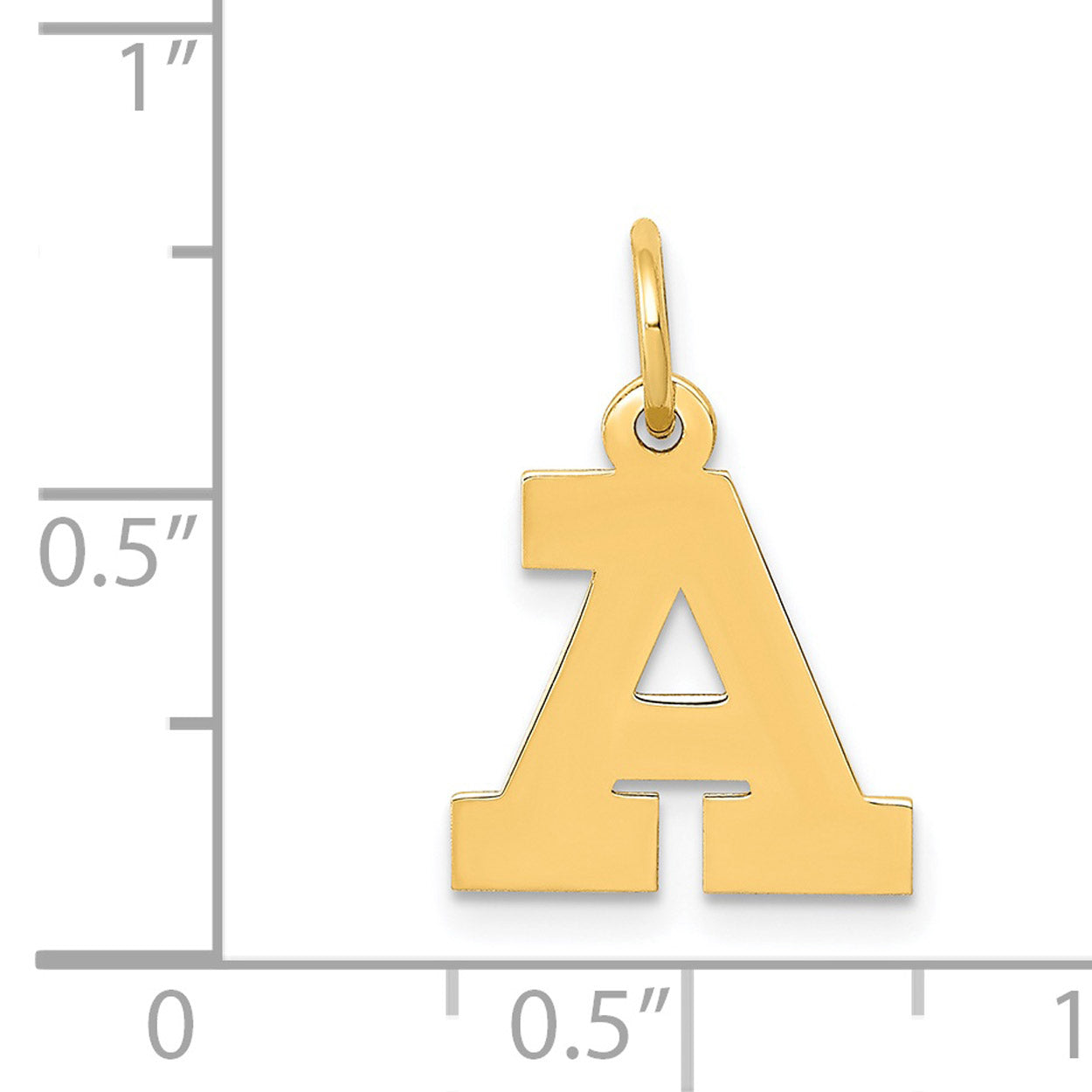 14K Yellow Gold Block Letter A Initial Pendant Charm with Rope Chain Necklace 16'' W780934