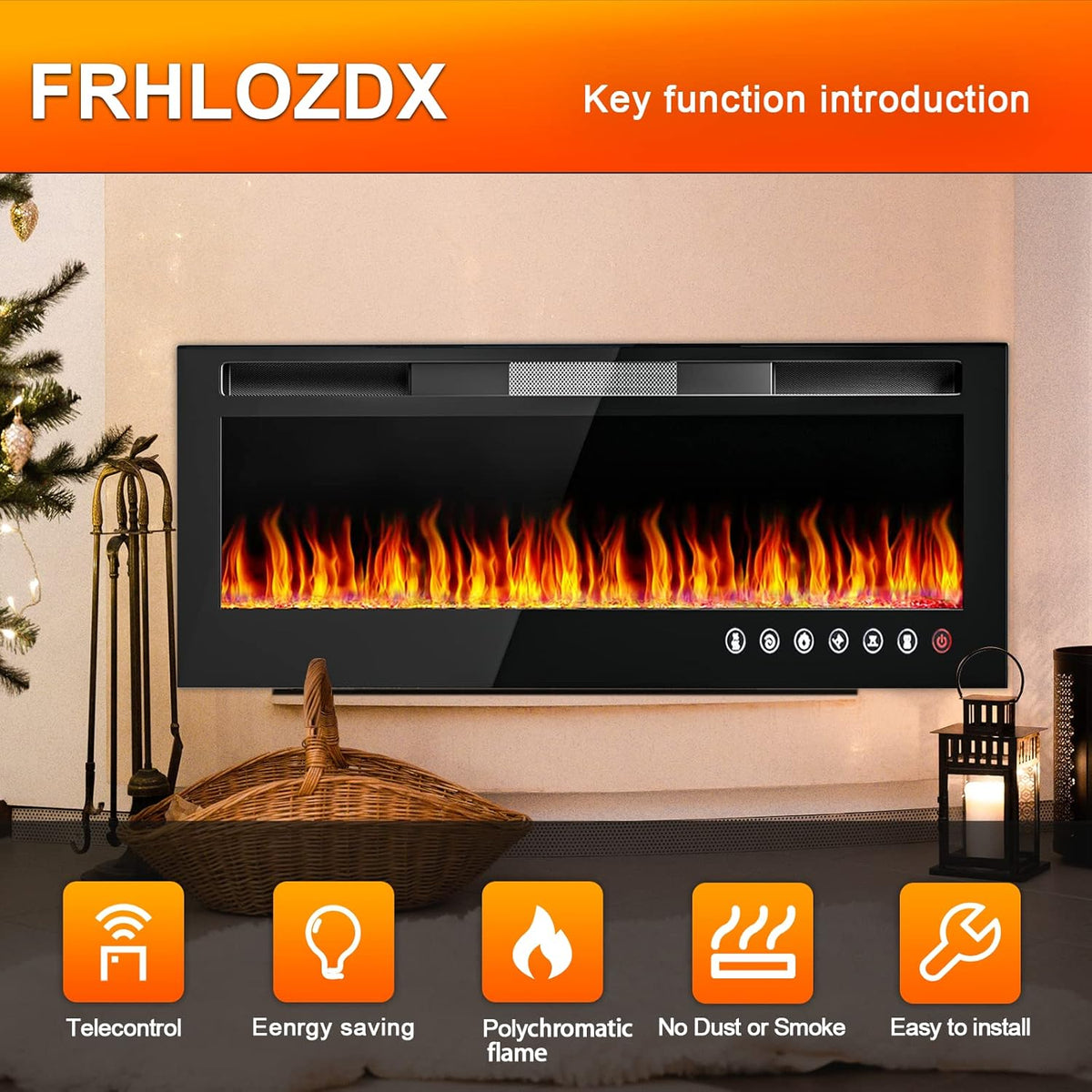 Electric Fireplace Heater with Remote Control, 750/1500W Y23852