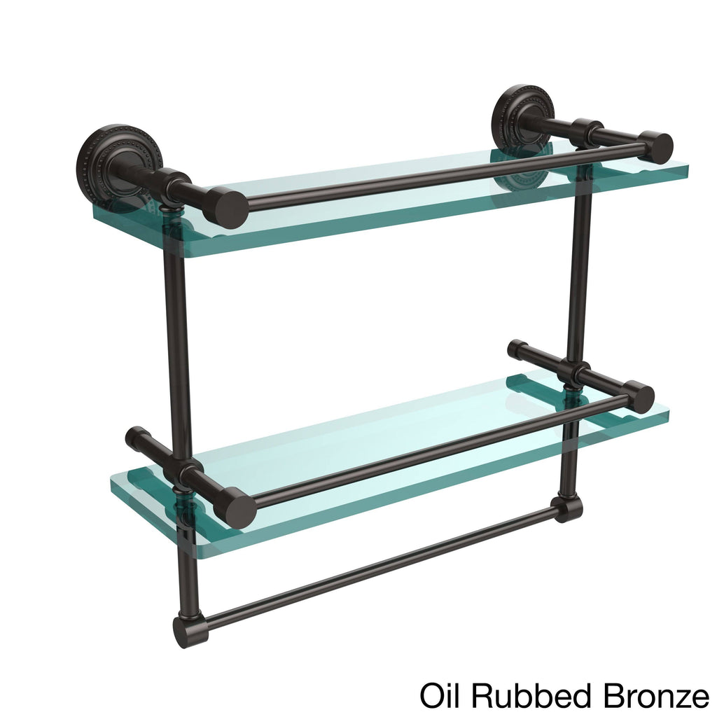 Polished Chrome Double Glass Shelf with Towel Bar G885