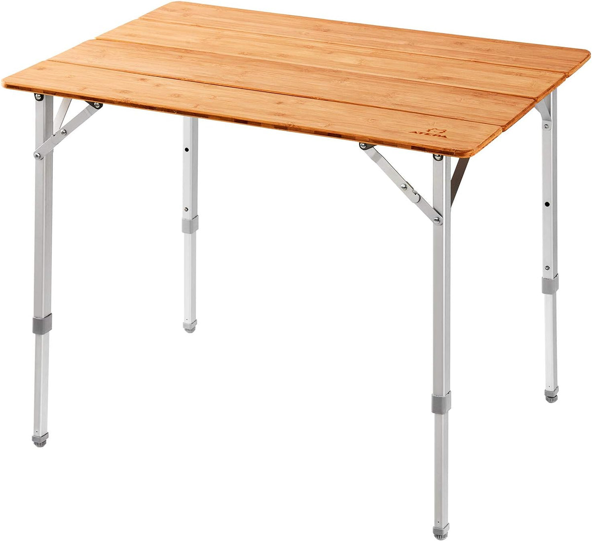 Bamboo Folding Camping Table with Adjustable Height Aluminum Legs S39516