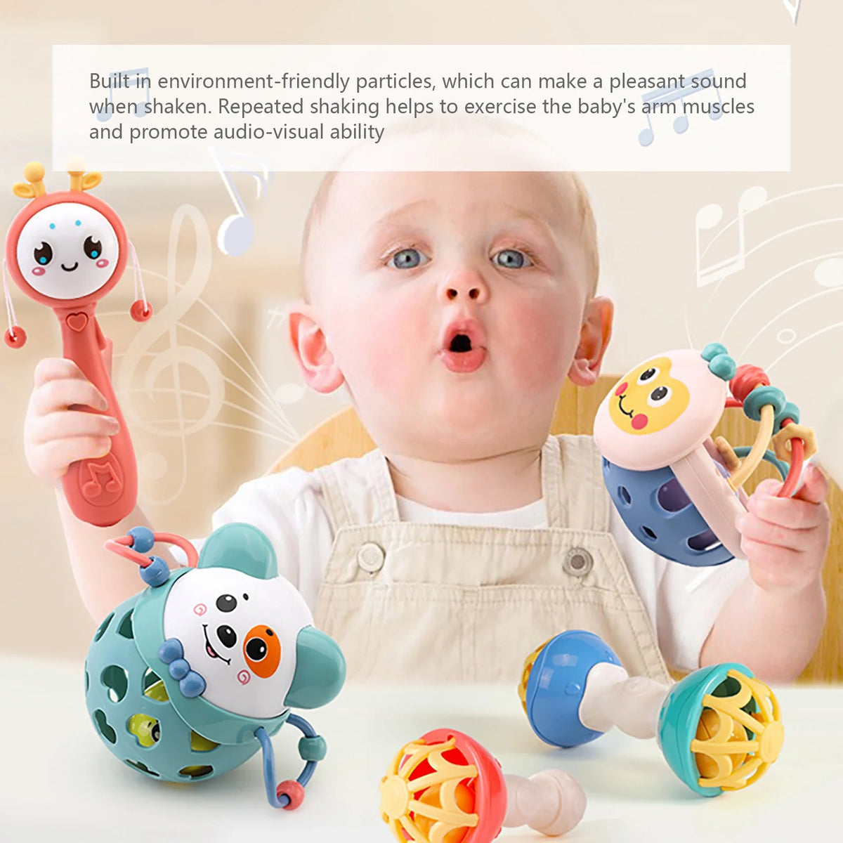 5pcs Baby Rattle Teething Toys, Musical Toy Set S885