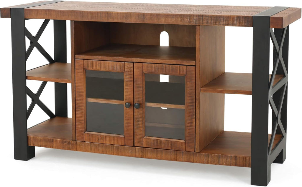 Natural Wood TV Console with Cabinets S565