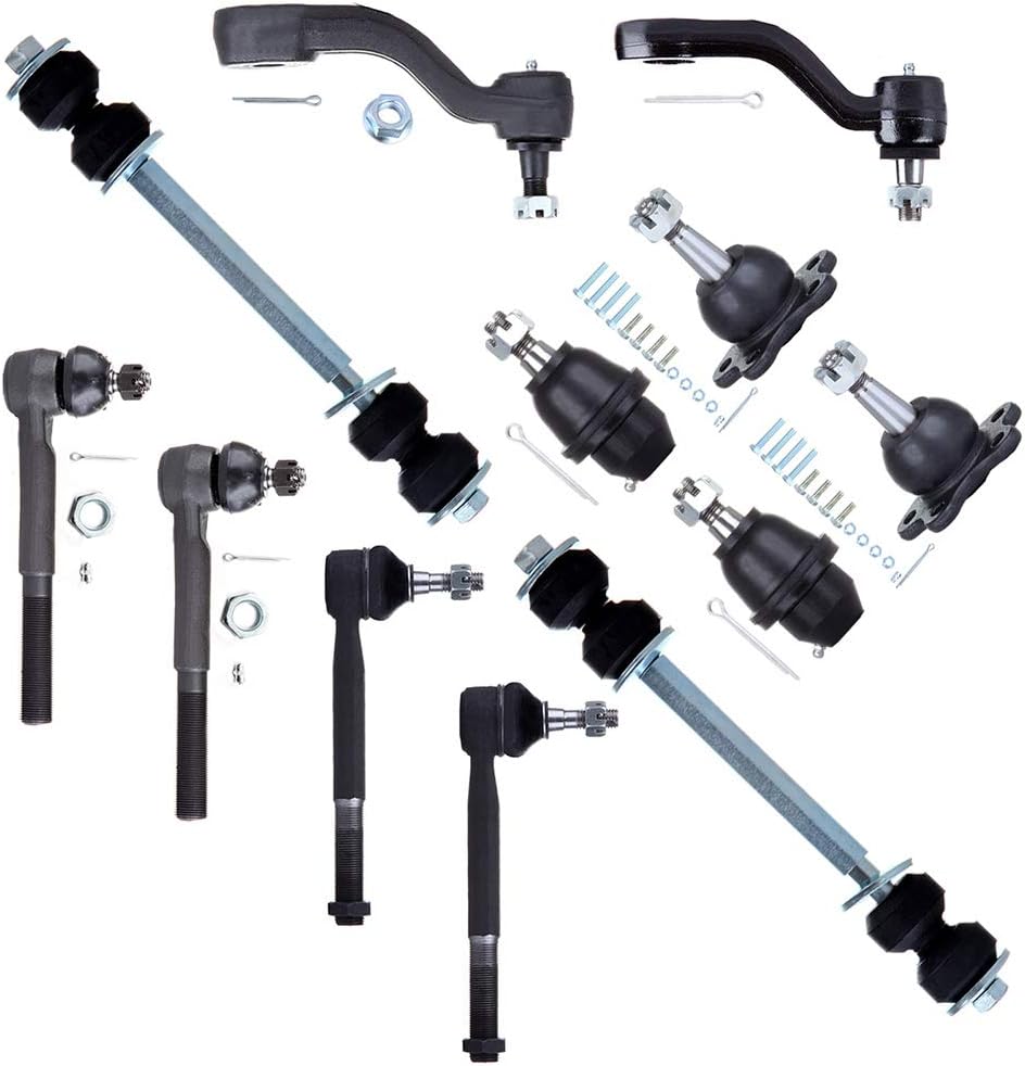 12pc Front Suspension Kit with Tie Rod Ends Ball Joints Sway Bars Idler Arm Pitman Arm D752942