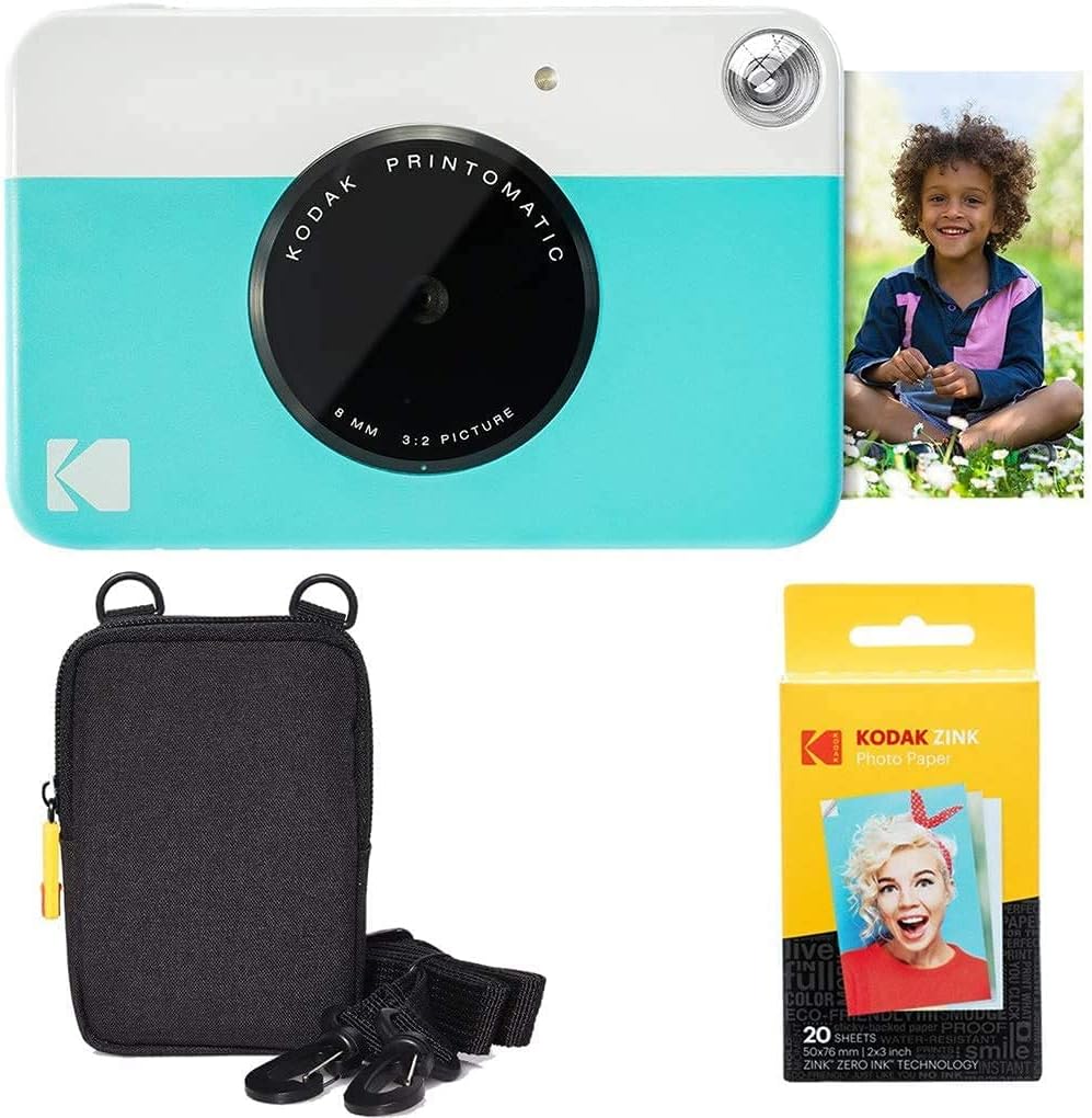 Green Instant Camera with Zink Paper and Deluxe Case F4082