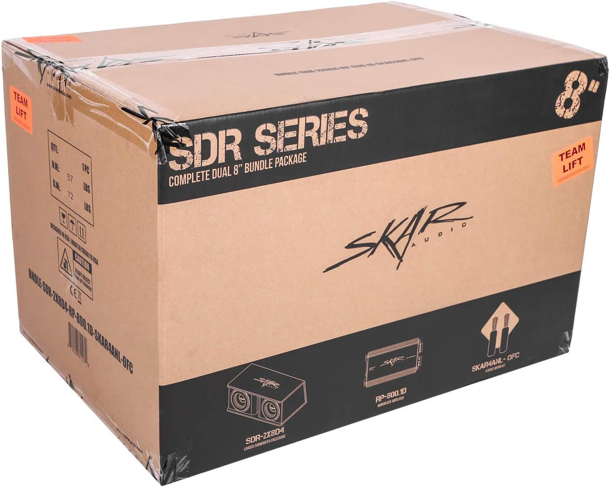 Dual 8" 1,400 Watt Subwoofer Bass Package with Loaded Enclosure and Amplifier T16092