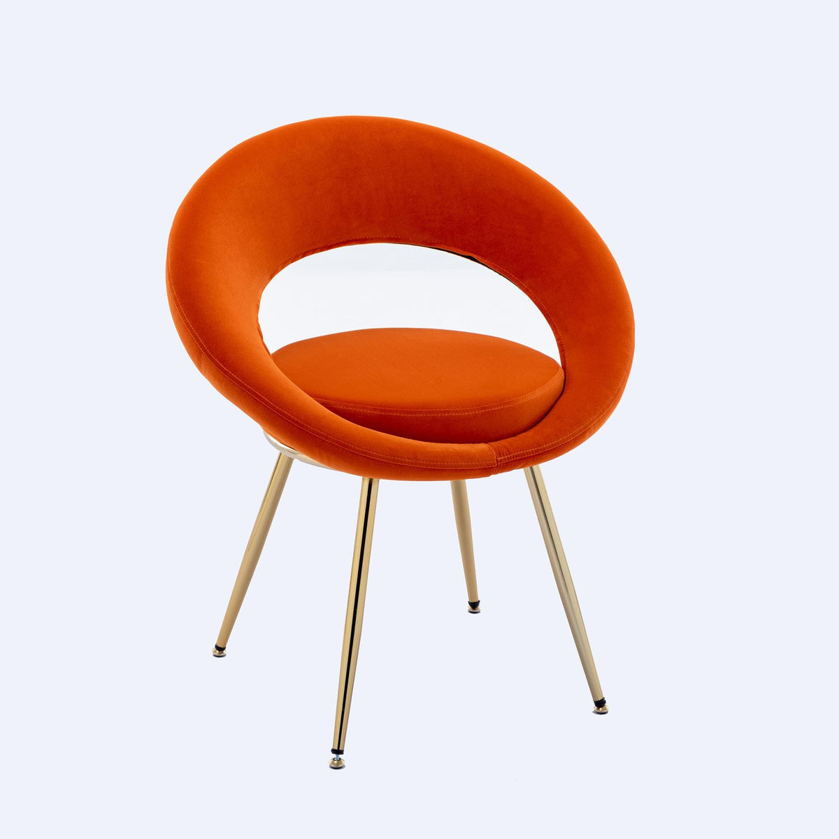 Velvet Lounge Chair With Gold Plated Legs Orange D5436