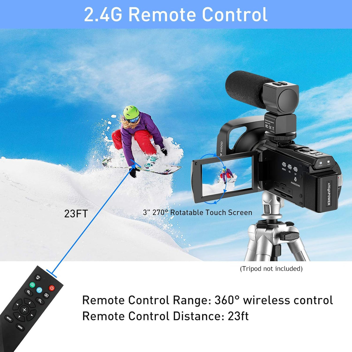 4K 48MP Ultra HD WiFi Digital Camera Camcorder with Microphone B740378