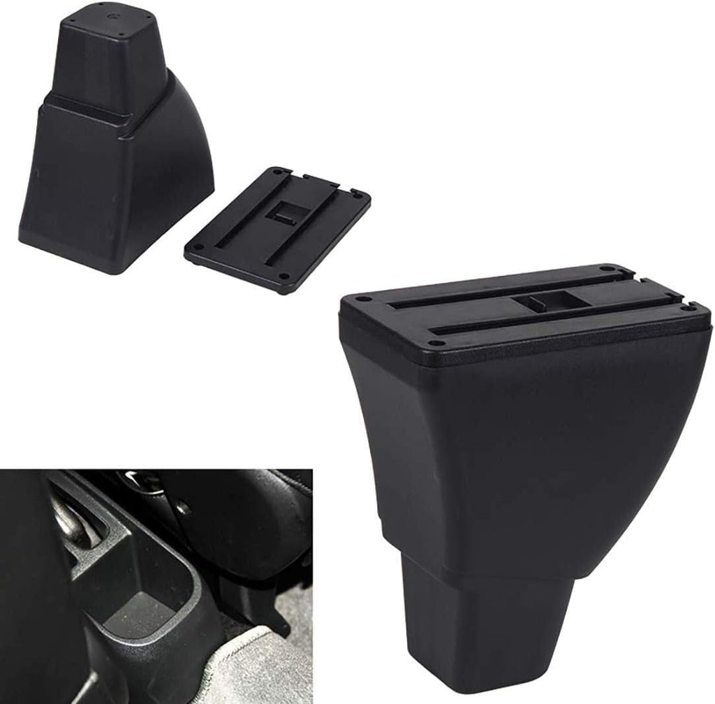 Black Leather Car Center Console Armrest Box with Charging 3 USB Ports, Pack of 2 J775485