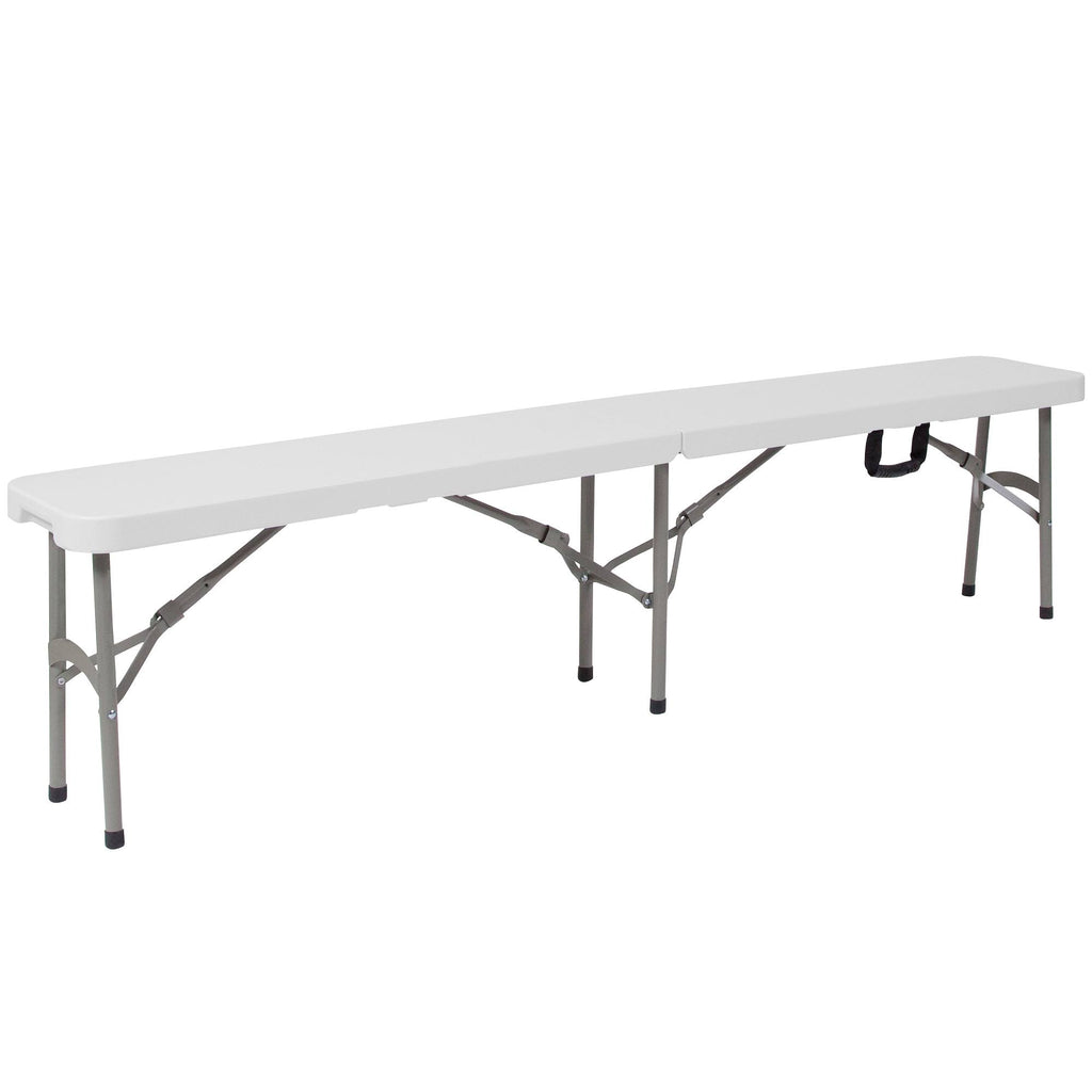 White Plastic Bi-Fold Folding Bench with Carrying Handle P2521