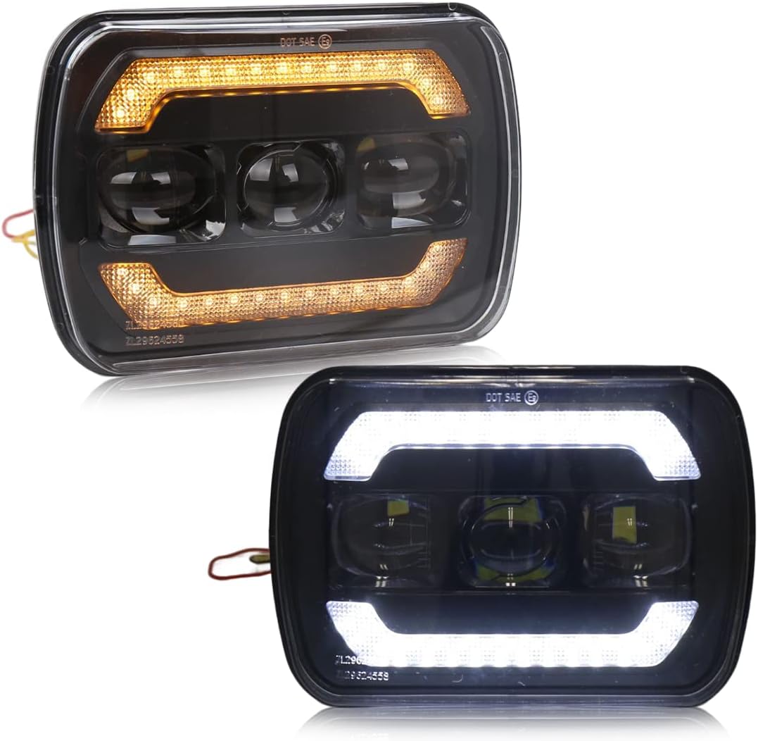 Black 2PCS 5x7 7x6 LED Headlights U70332
