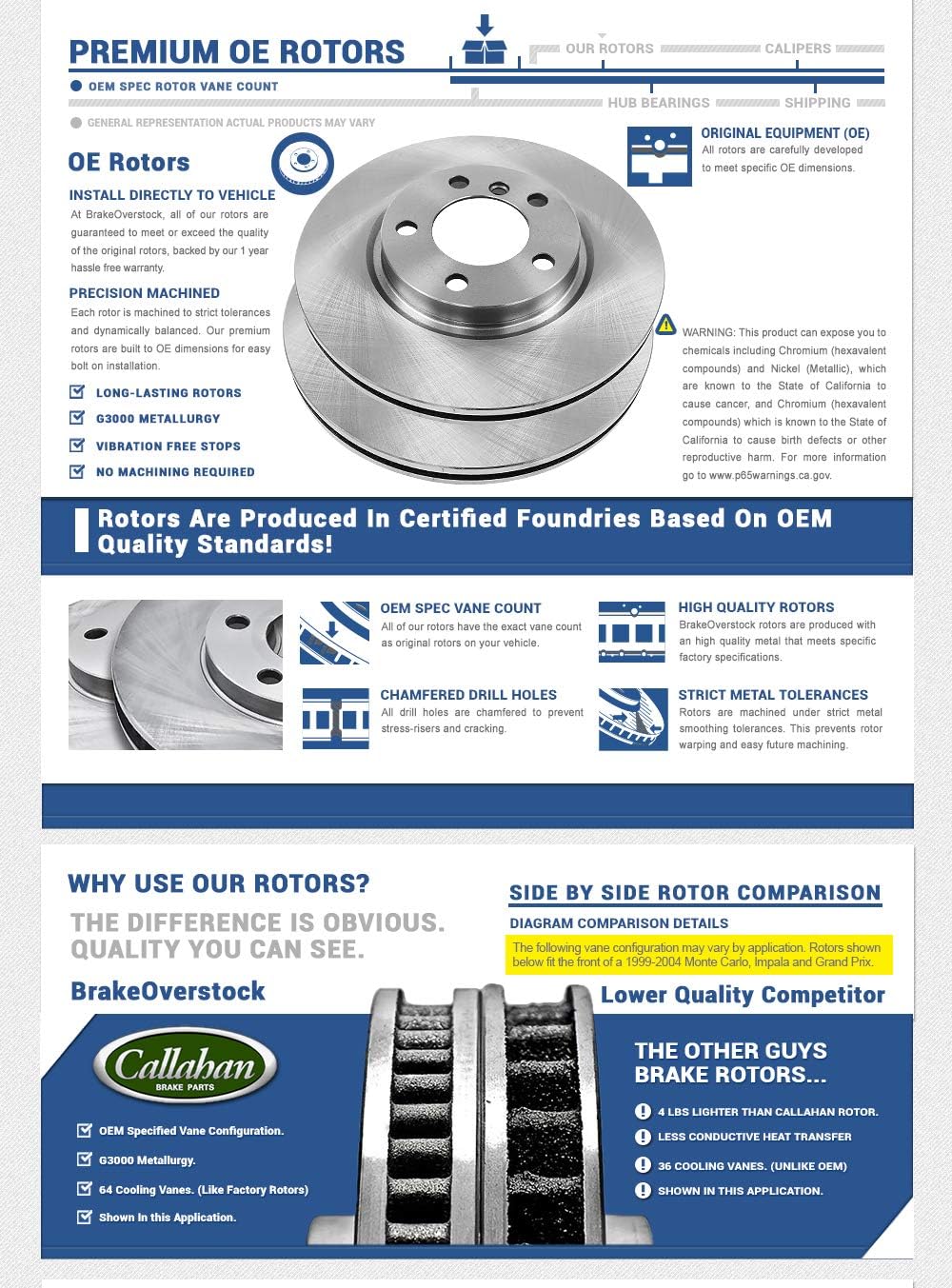 6 Lug Rotors + Metallic Brake Pads Z444