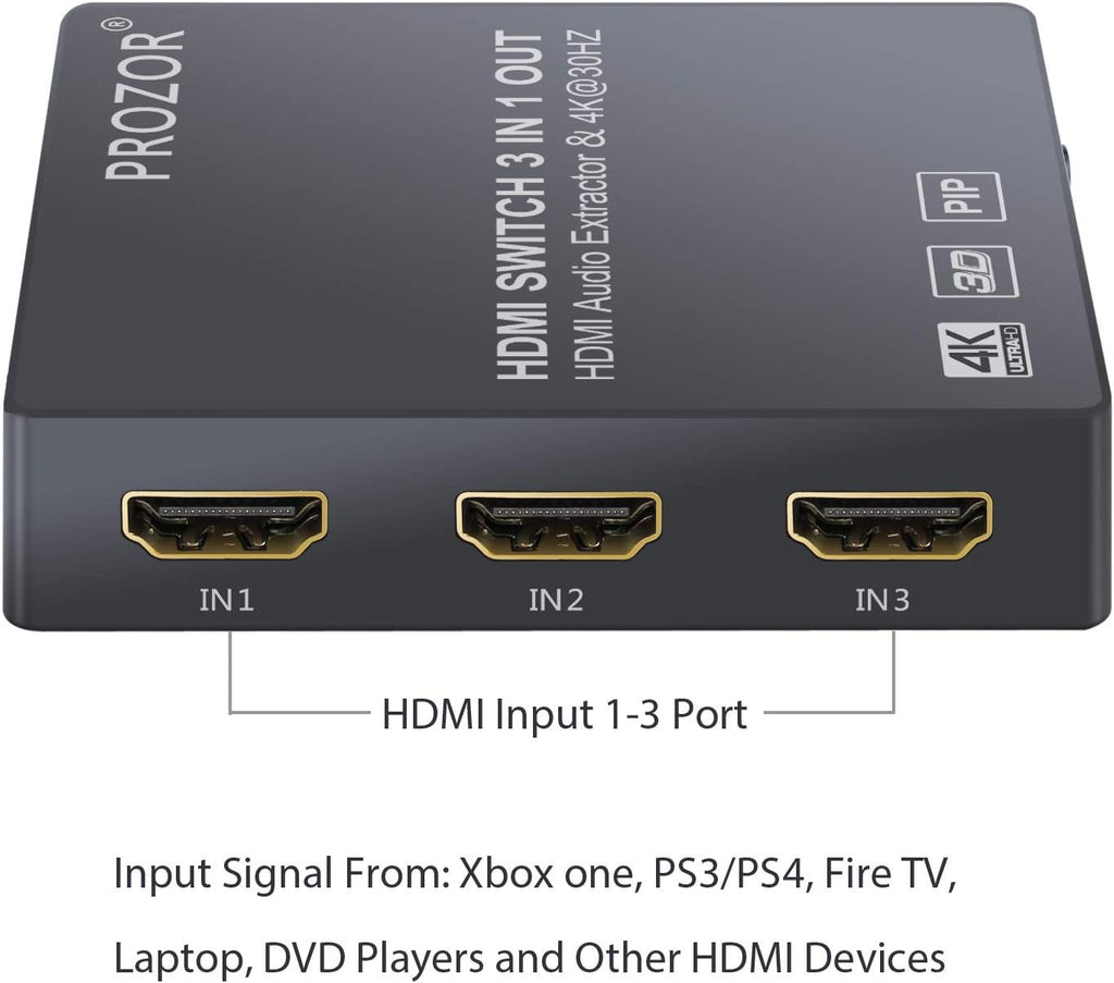 3 Port 4K HDMI Switch with Audio Extractor U378325