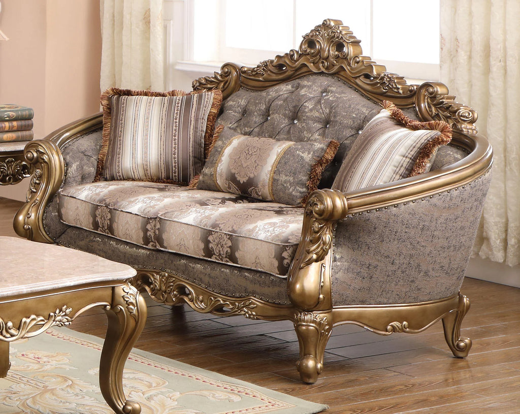 Bronze Shimmery Fabric Sofa Set 2Pcs L6058