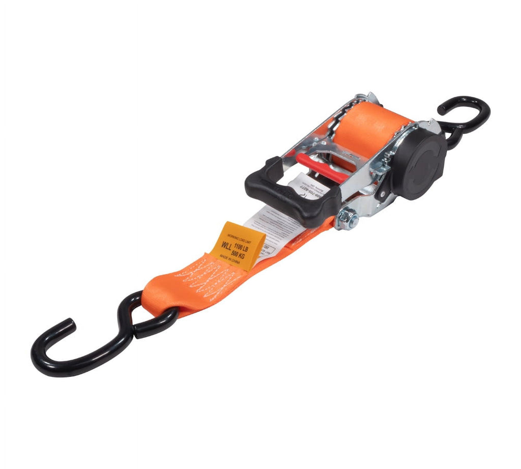 Orange 2" x10' Auto Retract Ratchet Straps with Zinc Coated S Hook Tiedowns T252