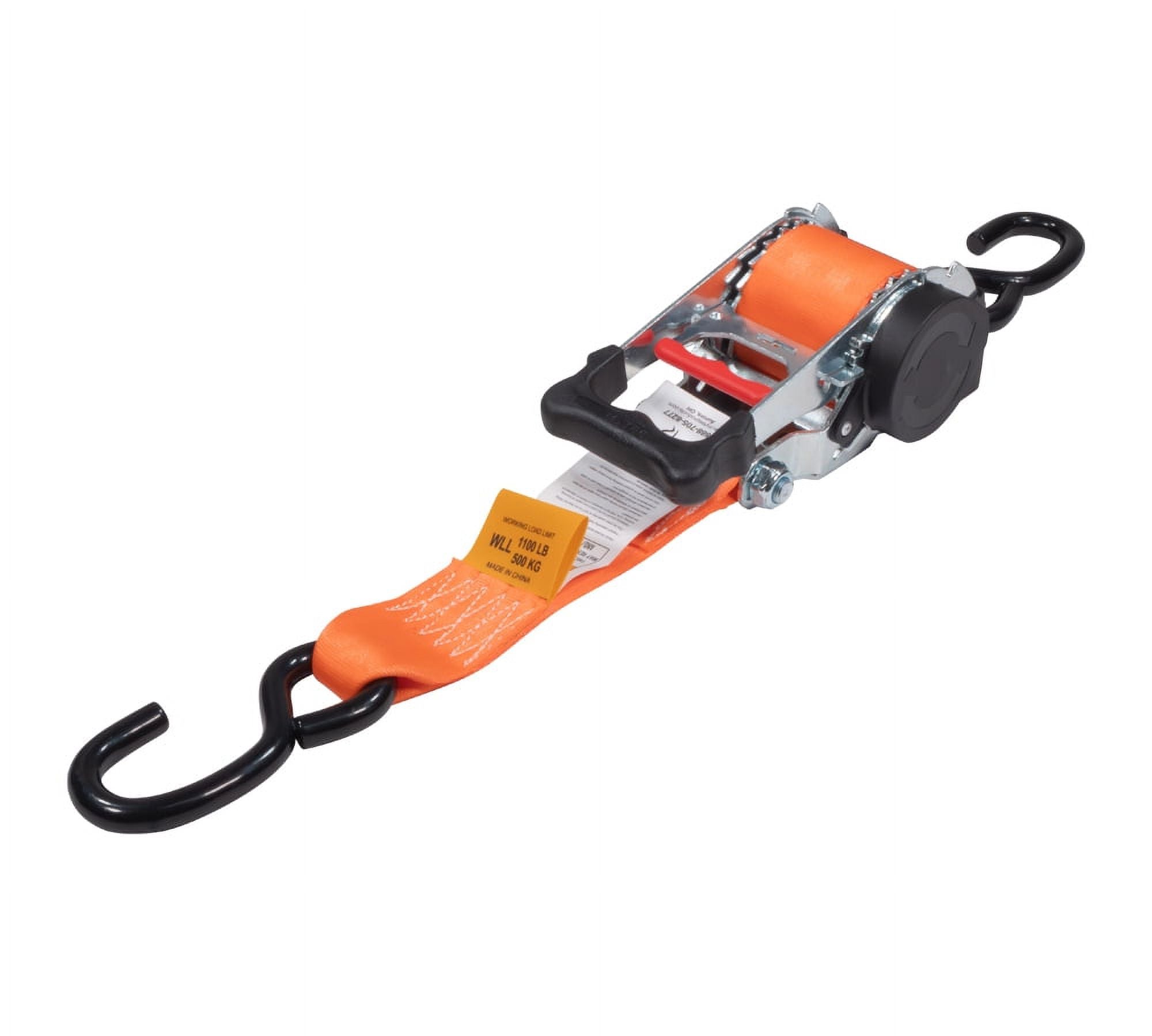 Orange 2" x10' Auto Retract Ratchet Straps with Zinc Coated S Hook Tiedowns T252