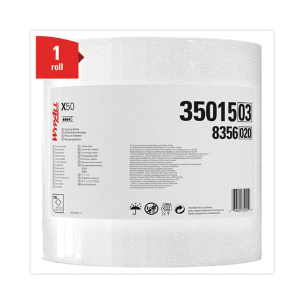 Disposable Cloths, Jumbo Roll, White, 1,100 Sheets per Roll E34521