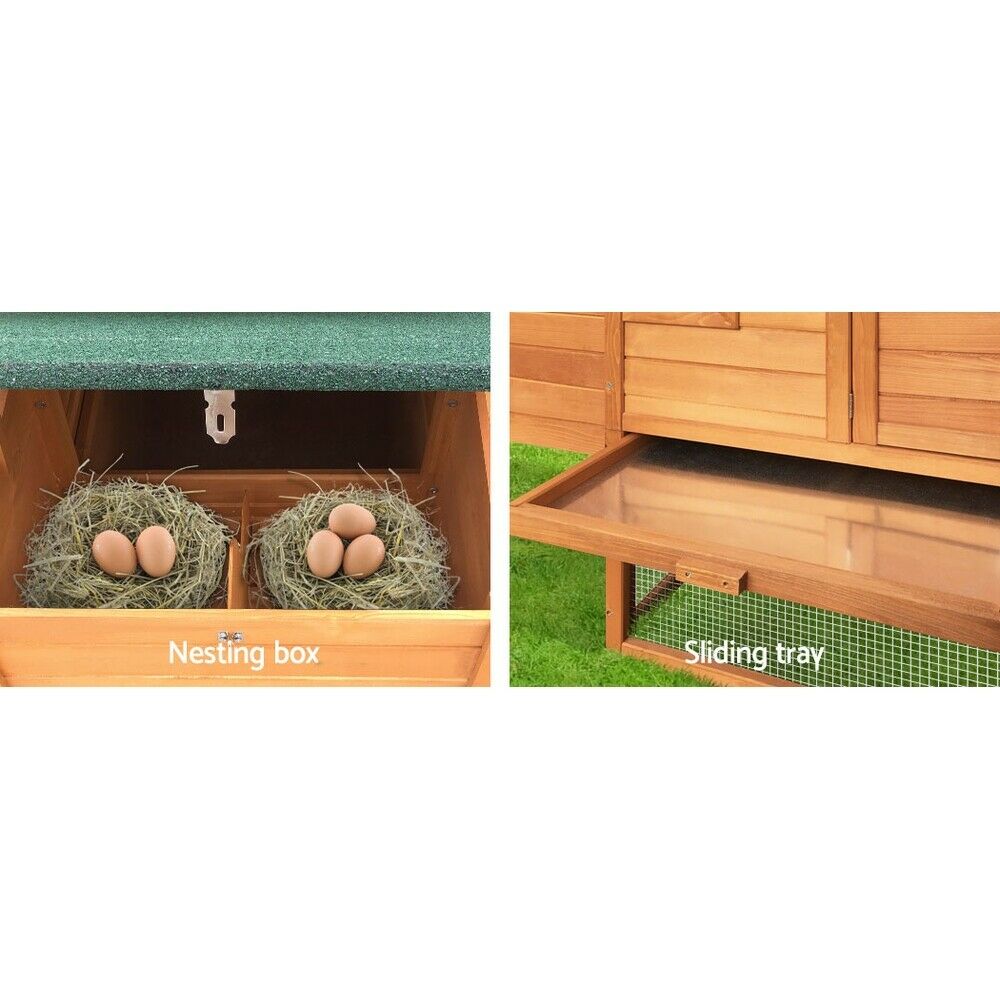 75" Waterproof Wooden Chicken Coop with Nest Box and Run N203