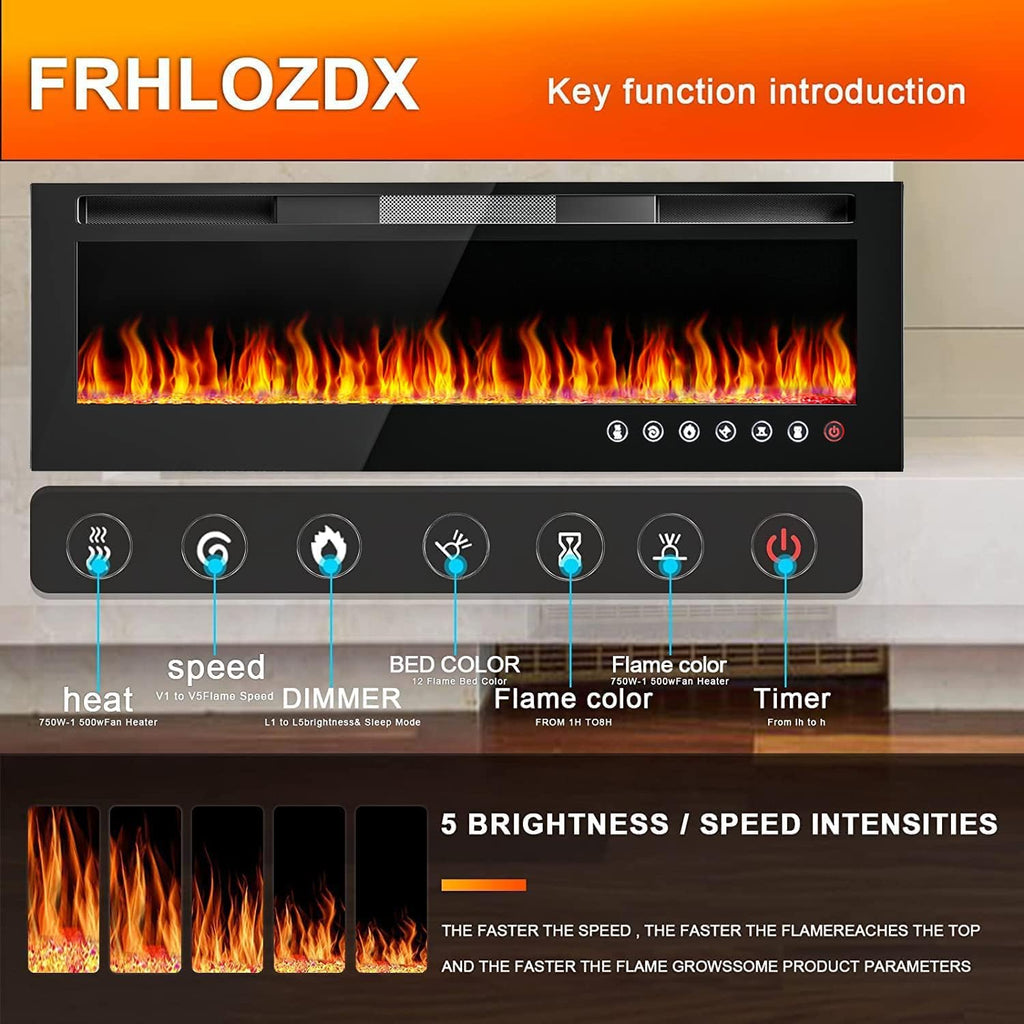 Electric Fireplace Heater with Remote Control, 750/1500W Y23852