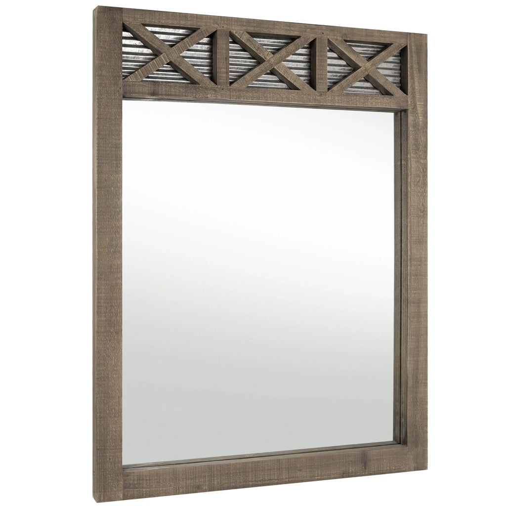 Rustic Farmhouse Mirror with Galvanized Metal – 28" x 34" Q44860