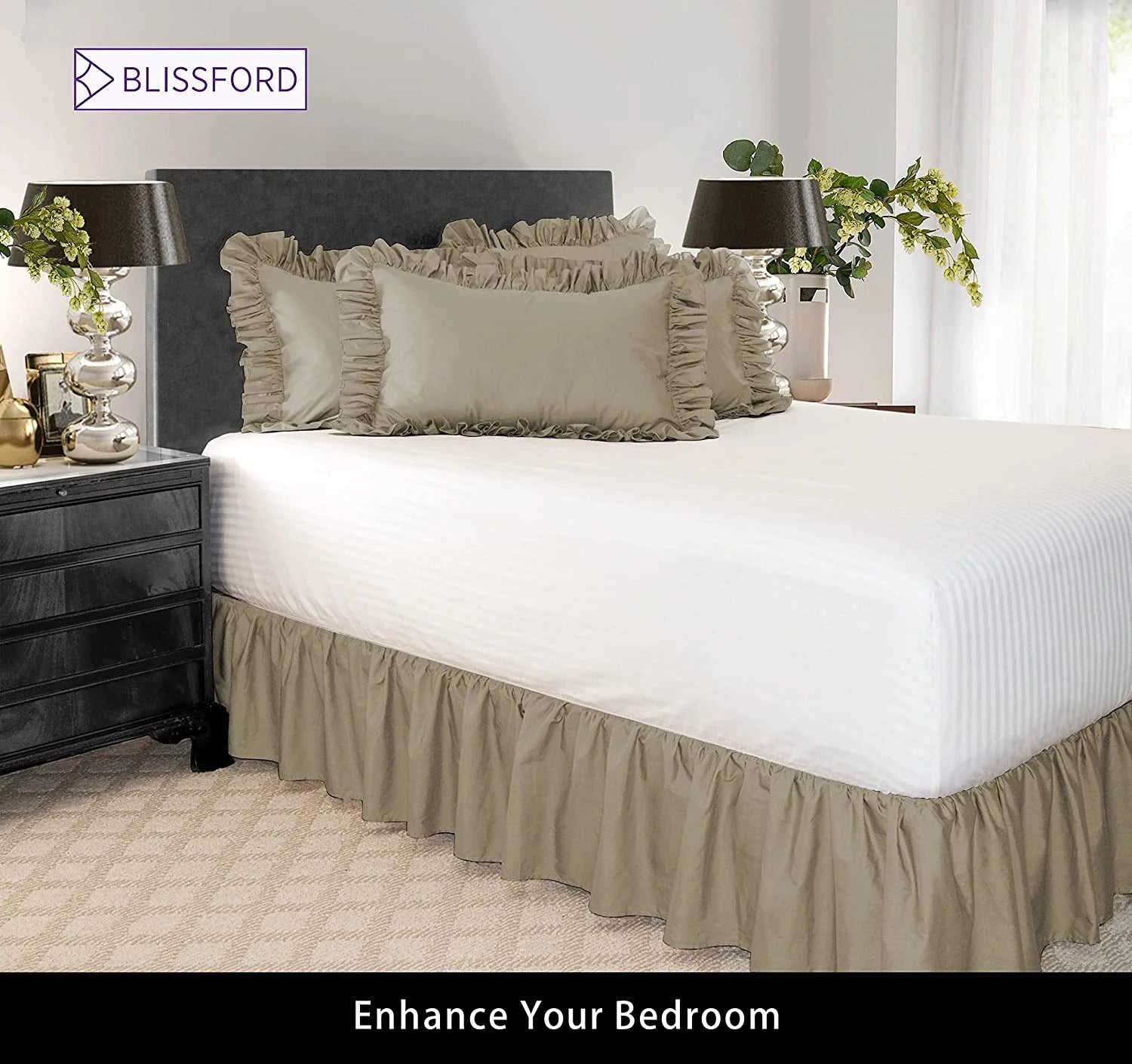 Twin Stone 18 inch Drop Poly/Cotton Bed Skirt L405406
