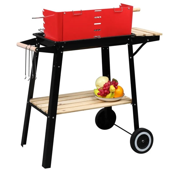 Square Enamel Charcoal Oven Black Red Z7142