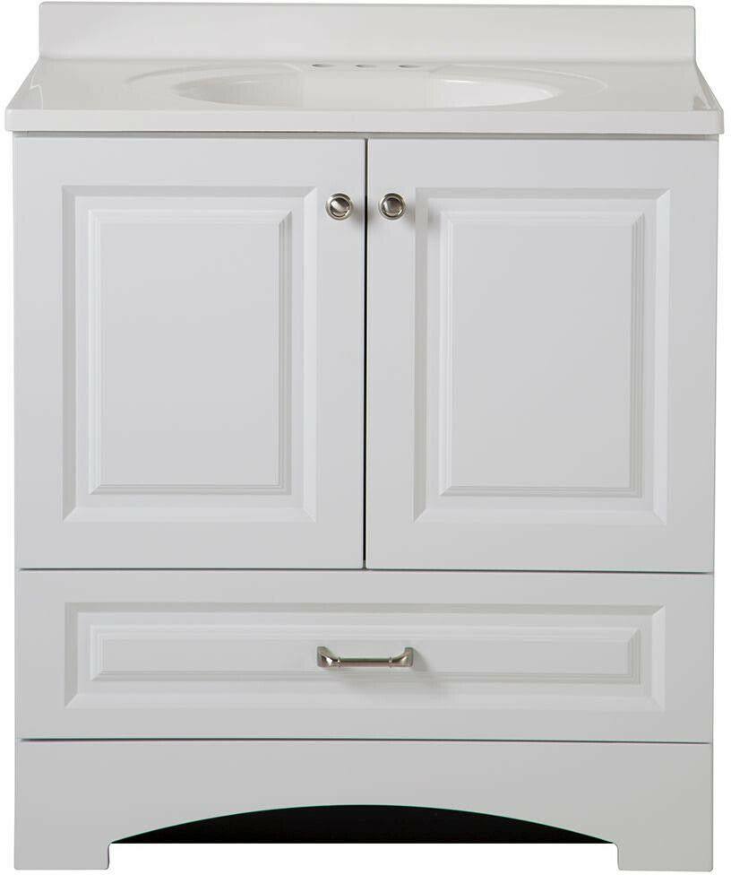 White Bath Vanity with Cultured Marble Vanity Top M7886