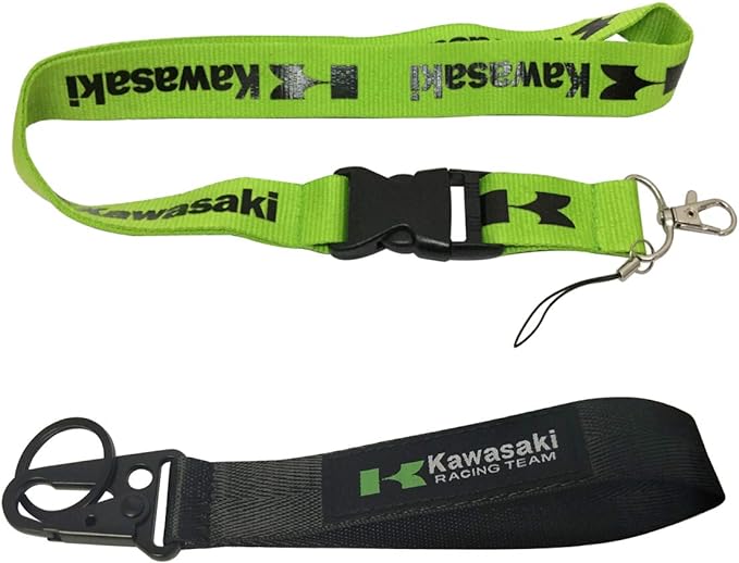 1pc Lanyard + 1pc Wristlet Keychain Key Ring Embroidered Logo Motorcycle Key Chain A64495