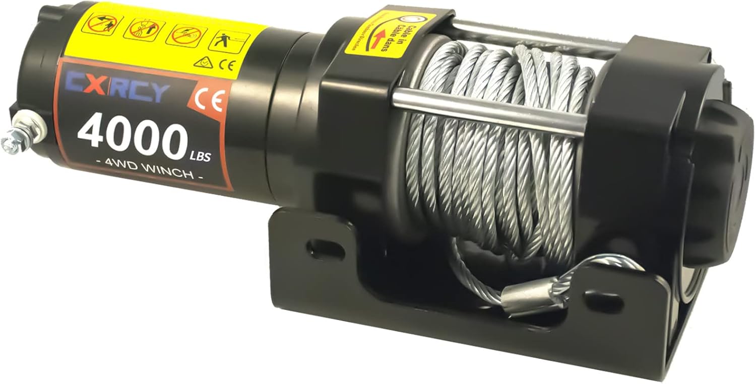 12V 4000 lbs Electric Winch Kit with Steel Rope and Wireless Remote Control I60913