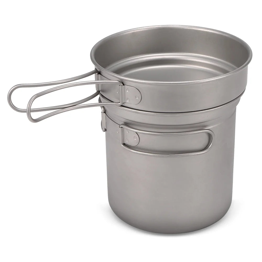 Titanium Cookware Set 1000ml 750ml Pot Pan Spoon Set D94673